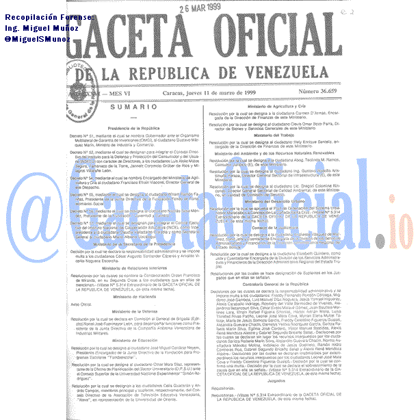 Gaceta Oficial 36659 del 11 Marzo 1999