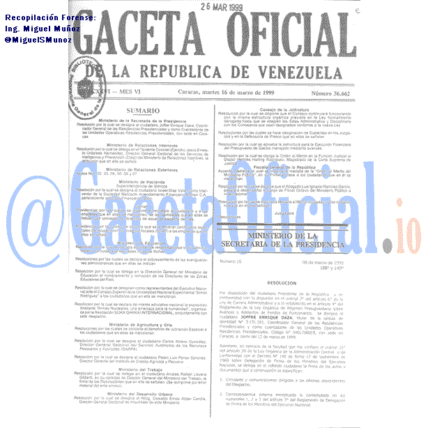 Gaceta Oficial 36662 del 16 Marzo 1999