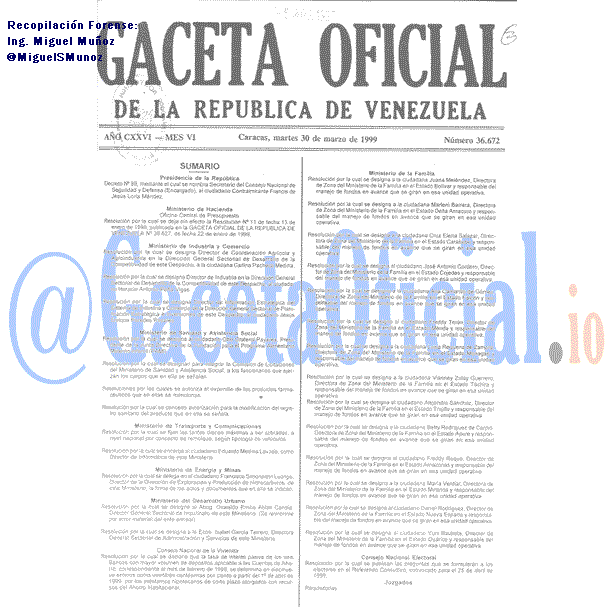Gaceta Oficial 36672 del 30 Marzo 1999