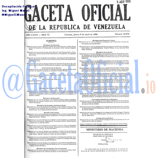 Gaceta Oficial 36676 del 8 Abril 1999