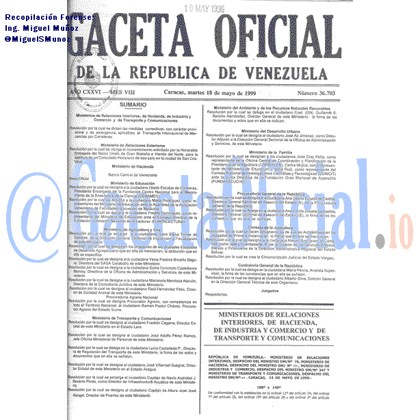 Gaceta Oficial 36703 del 18 Mayo 1999