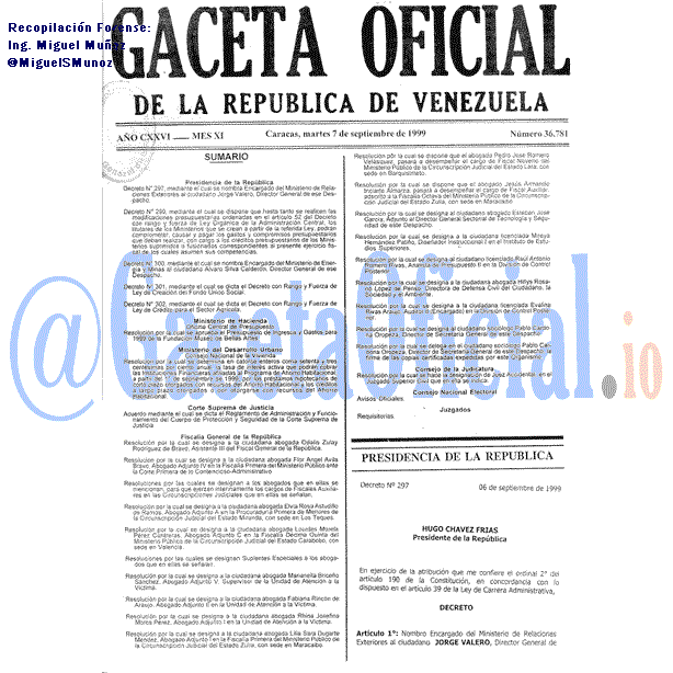 Gaceta Oficial 36781 del 7 Septiembre 1999