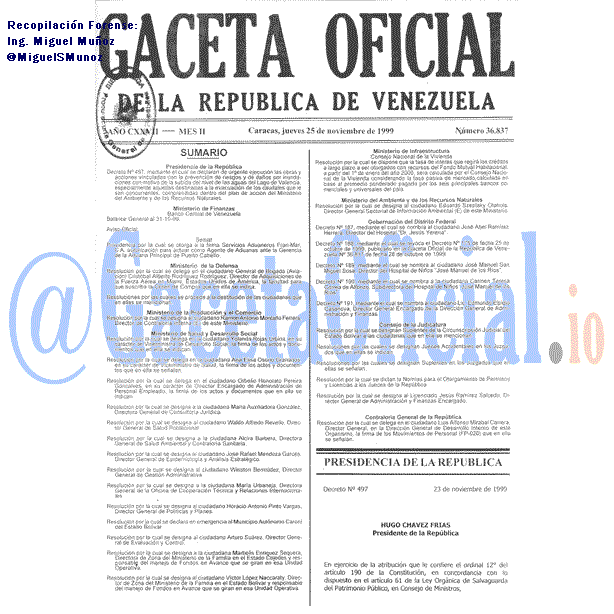 Gaceta Oficial 36837 del 25 Noviembre 1999