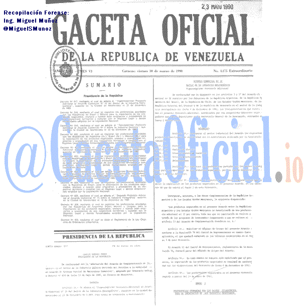 Gaceta Oficial 4175 del 30 Marzo 1990
