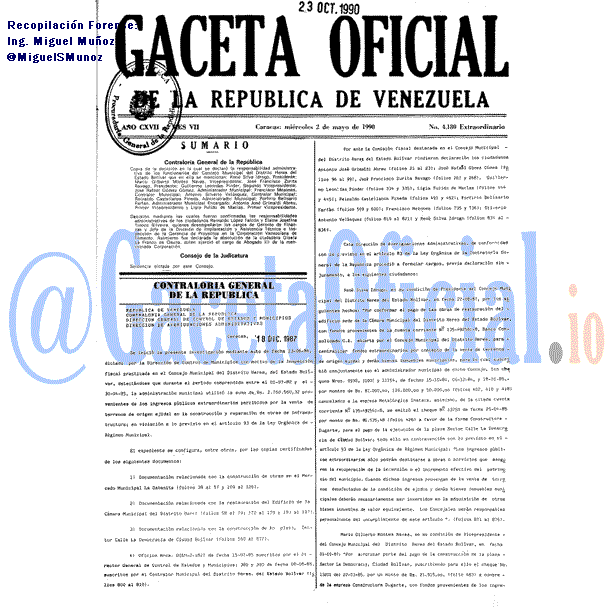 Gaceta Oficial 4180 del 2 Mayo 1990