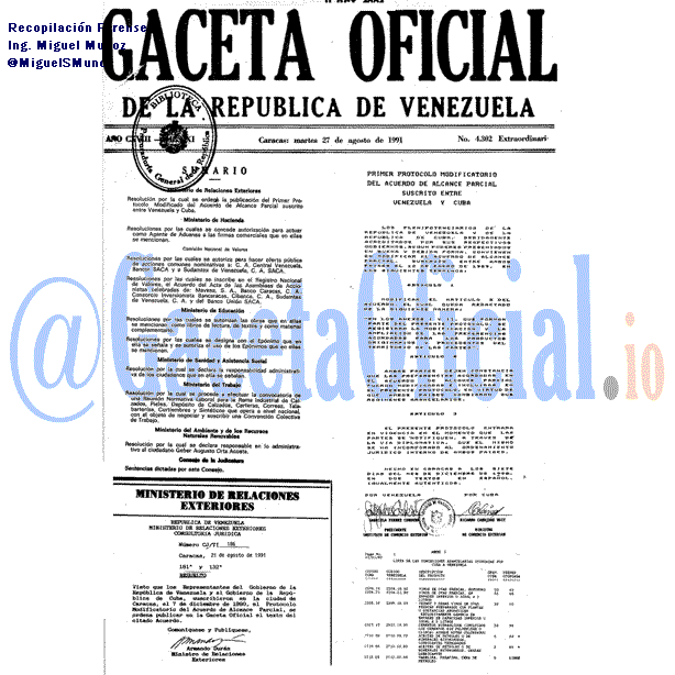 Gaceta Oficial 4302 del 27 Agosto 1991