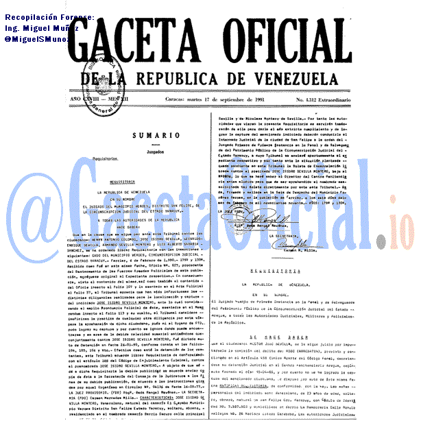 Gaceta Oficial 4312 del 17 Septiembre 1991