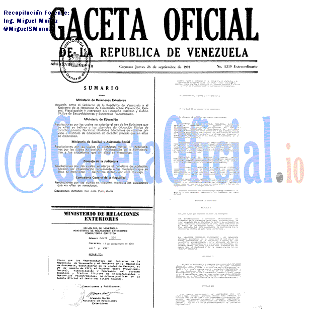 Gaceta Oficial 4319 del 26 Septiembre 1991