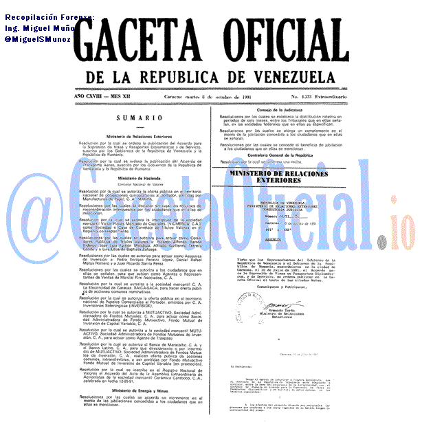 Gaceta Oficial 4323 del 8 Octubre 1991