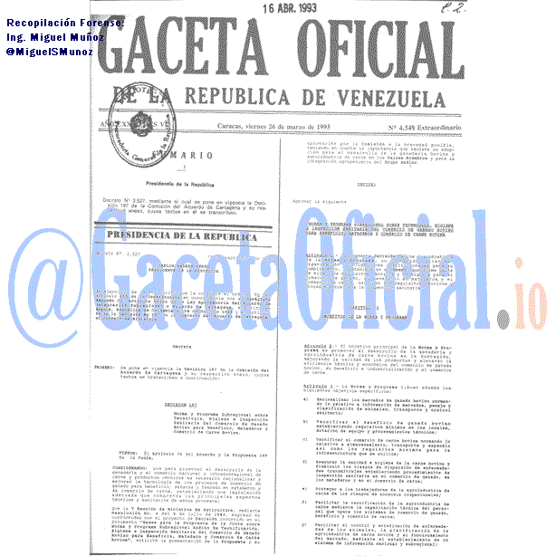 Gaceta Oficial 4549 del 26 Marzo 1993