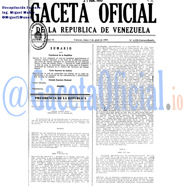 Gaceta Oficial 4558 del 5 Abril 1993
