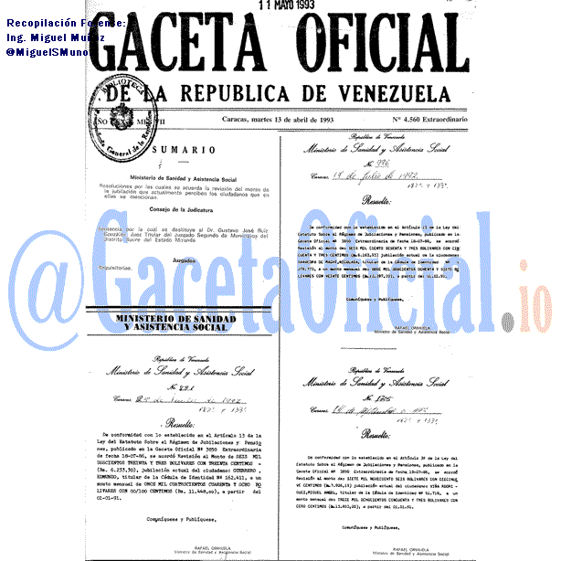 Gaceta Oficial 4560 del 13 Abril 1993
