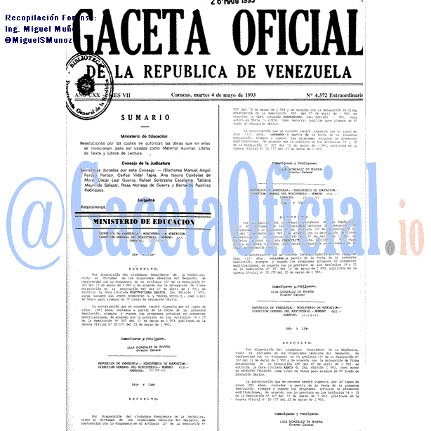 Gaceta Oficial 4572 del 4 Mayo 1993