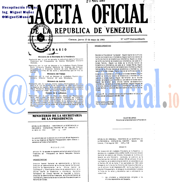Gaceta Oficial 4577 del 13 Mayo 1993