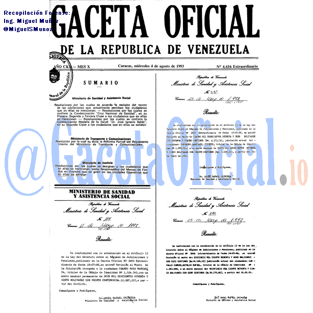 Gaceta Oficial 4616 del 4 Agosto 1993