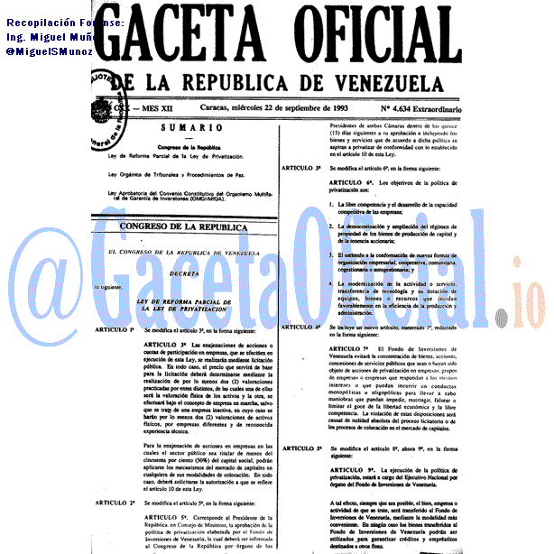 Gaceta Oficial 4634 del 22 Septiembre 1993