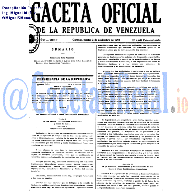 Gaceta Oficial 4641 del 2 Noviembre 1993
