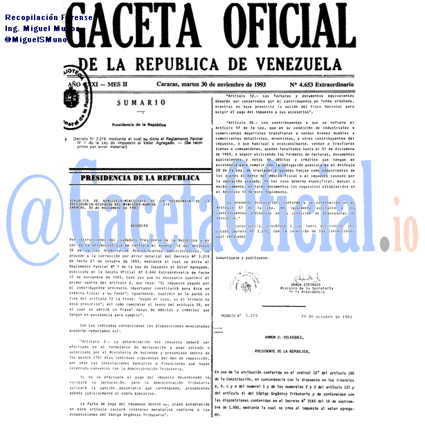 Gaceta Oficial 4653 del 30 Diciembre 1993