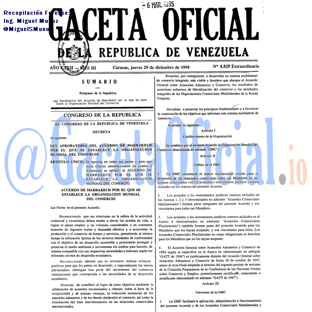 Gaceta Oficial 4829 del 29 Diciembre 1994