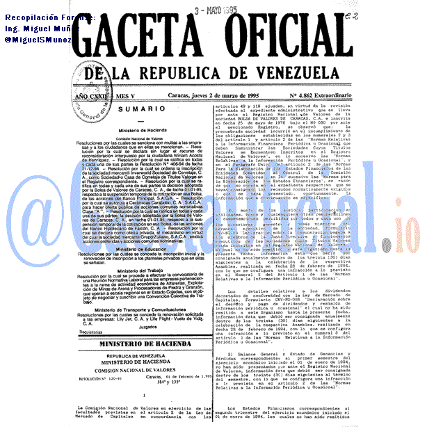 Gaceta Oficial 4862 del 2 Marzo 1995