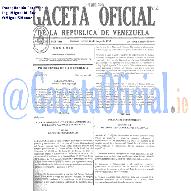 Gaceta Oficial 4905 del 26 Mayo 1995