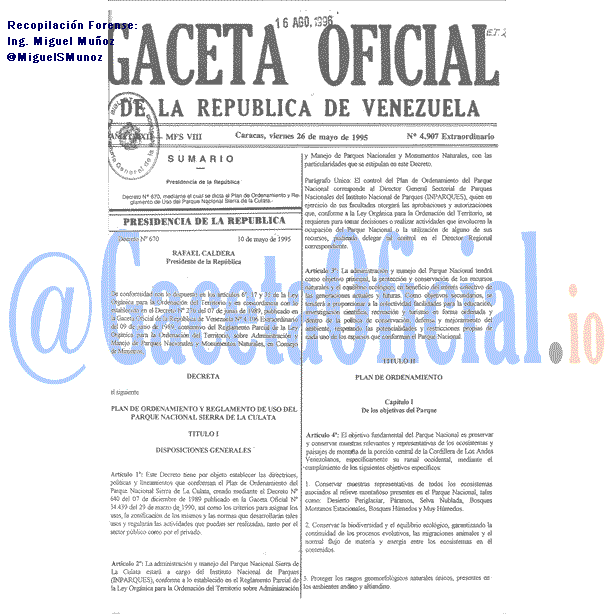 Gaceta Oficial 4907 del 26 Mayo 1995