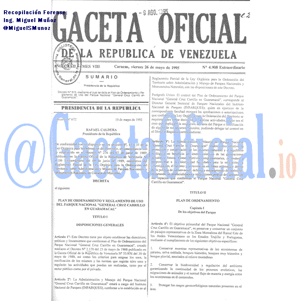 Gaceta Oficial 4908 del 26 Mayo 1995