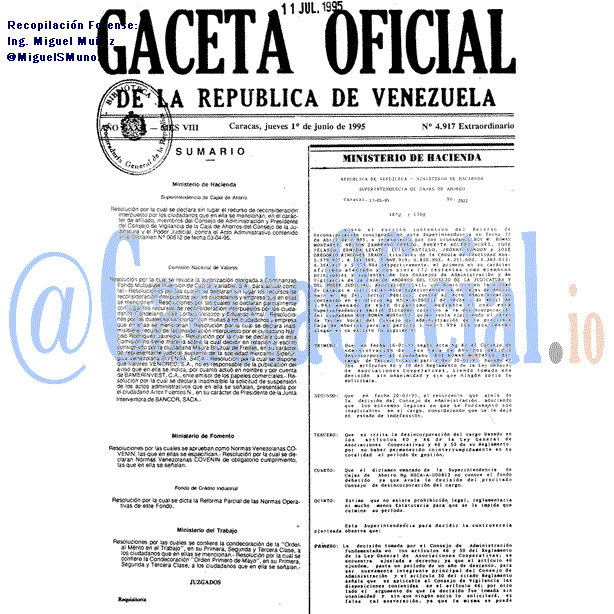 Gaceta Oficial 4917 del 1 Junio 1995