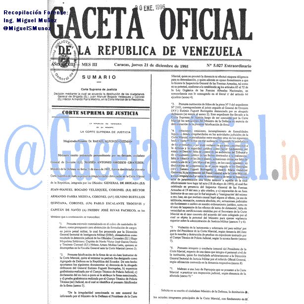 Gaceta Oficial 5027 del 21 Diciembre 1995