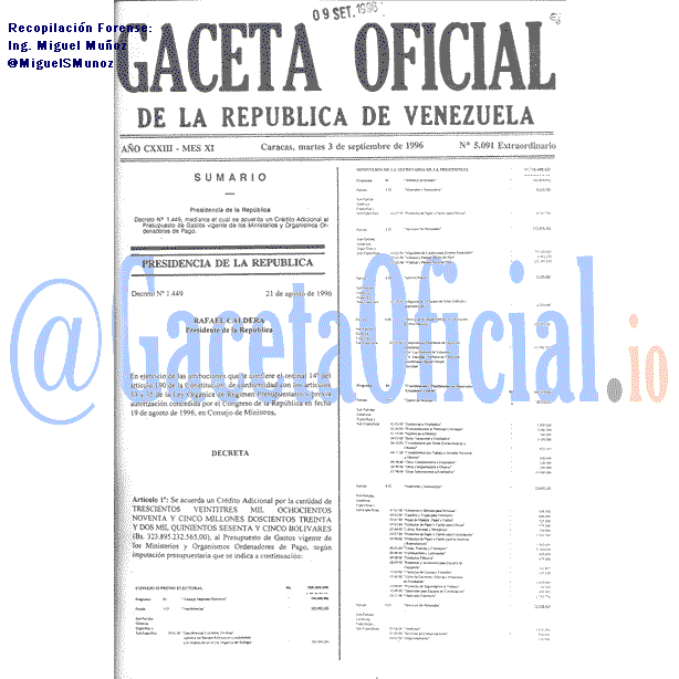 Gaceta Oficial 5091 del 3 Septiembre 1996