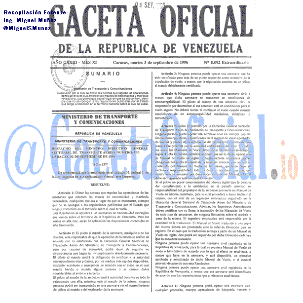 Gaceta Oficial 5092 del 3 Septiembre 1996