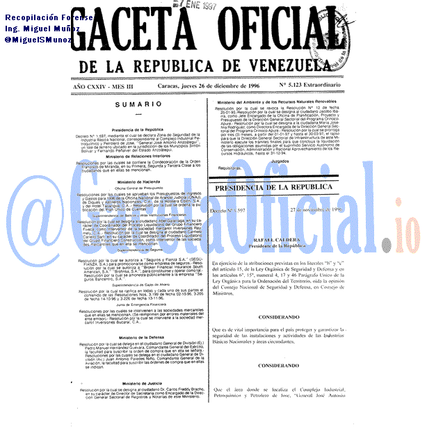 Gaceta Oficial 5123 del 26 Diciembre 1996