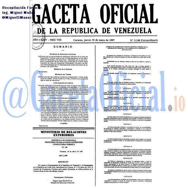 Gaceta Oficial 5146 del 15 Mayo 1997