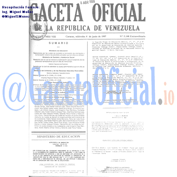 Gaceta Oficial 5148 del 4 Junio 1997