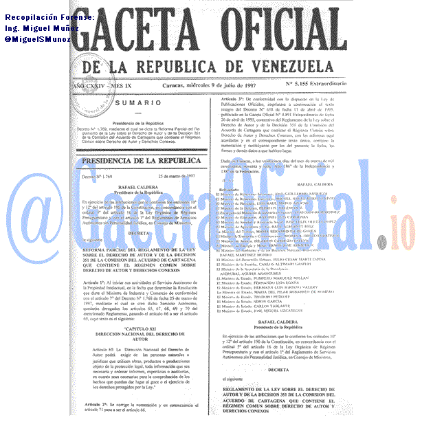 Gaceta Oficial 5155 del 9 Julio 1997