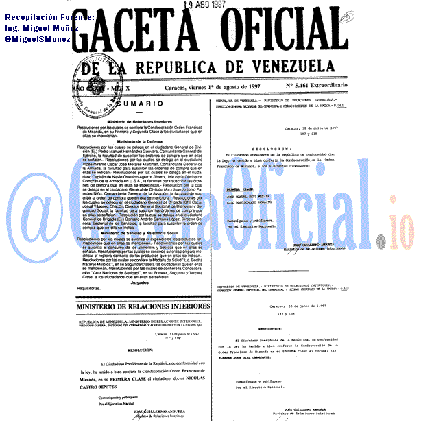 Gaceta Oficial 5161 del 1 Agosto 1997