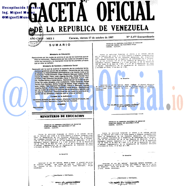 Gaceta Oficial 5177 del 17 Octubre 1997