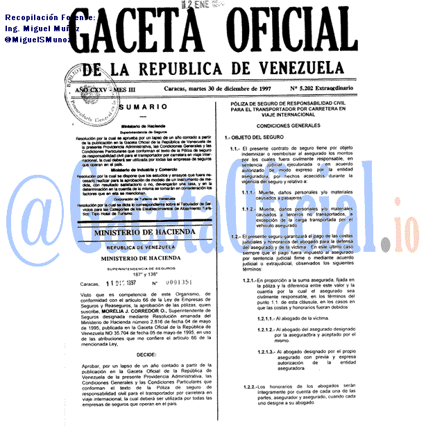 Gaceta Oficial 5202 del 30 Diciembre 1997