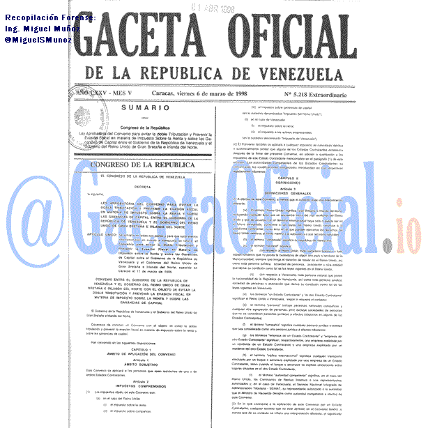 Gaceta Oficial 5218 del 6 Marzo 1998