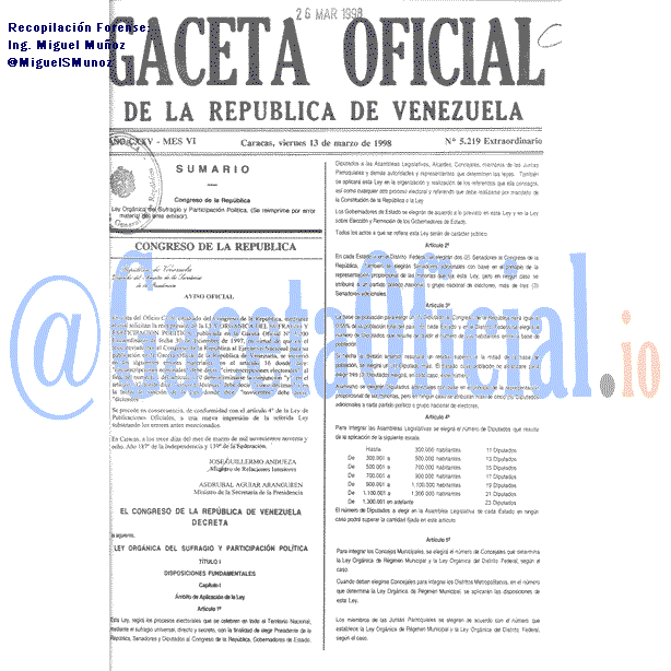 Gaceta Oficial 5219 del 13 Marzo 1998