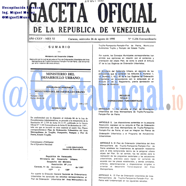 Gaceta Oficial 5256 del 26 Agosto 1998