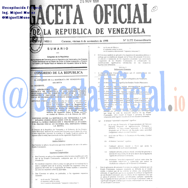 Gaceta Oficial 5273 del 6 Noviembre 1998