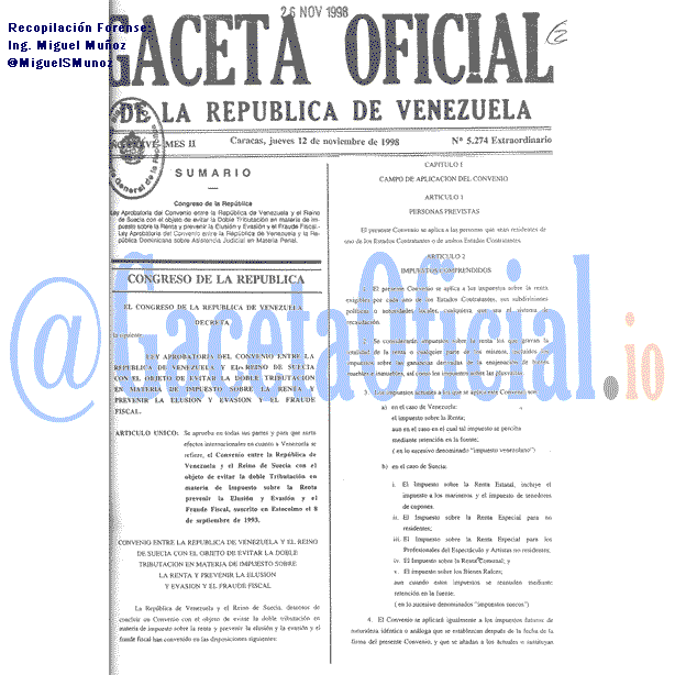 Gaceta Oficial 5274 del 12 Noviembre 1998