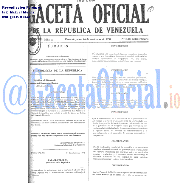 Gaceta Oficial 5277 del 26 Noviembre 1998