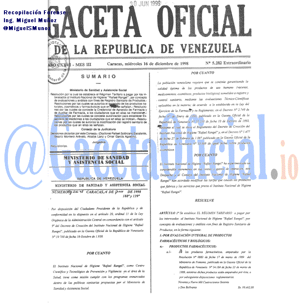 Gaceta Oficial 5282 del 16 Diciembre 1998