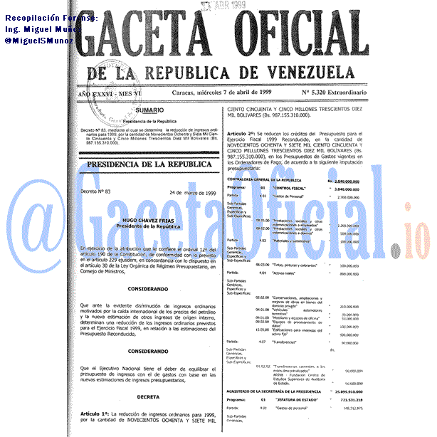 Gaceta Oficial 5320 del 7 Abril 1999