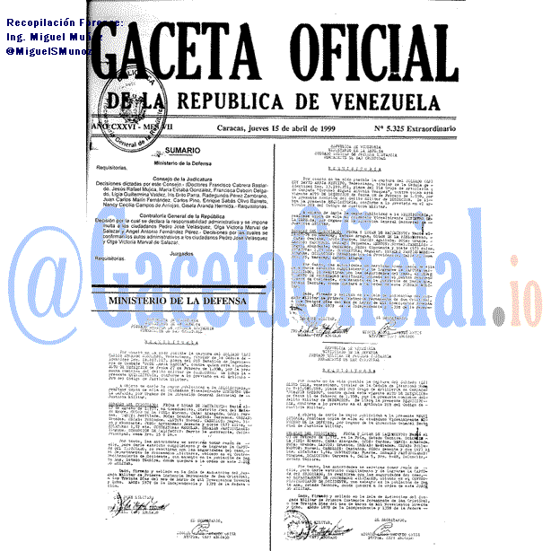 Gaceta Oficial 5325 del 15 Abril 1999