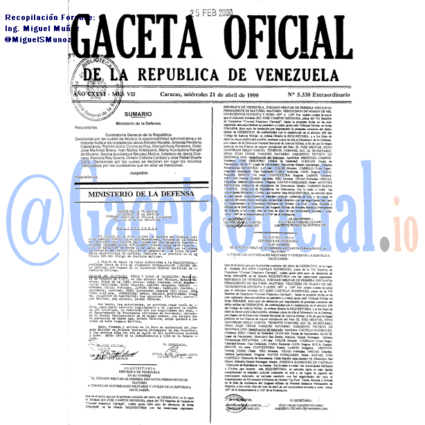 Gaceta Oficial 5330 del 21 Abril 1999