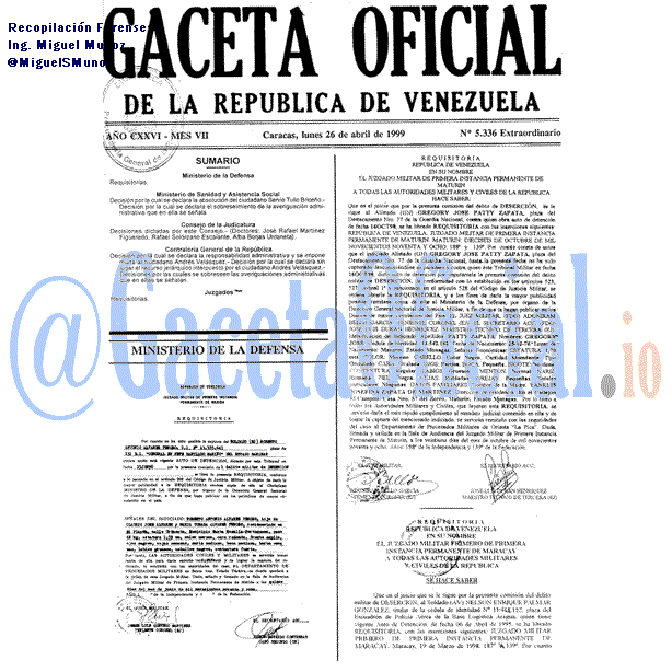 Gaceta Oficial 5336 del 26 Abril 1999