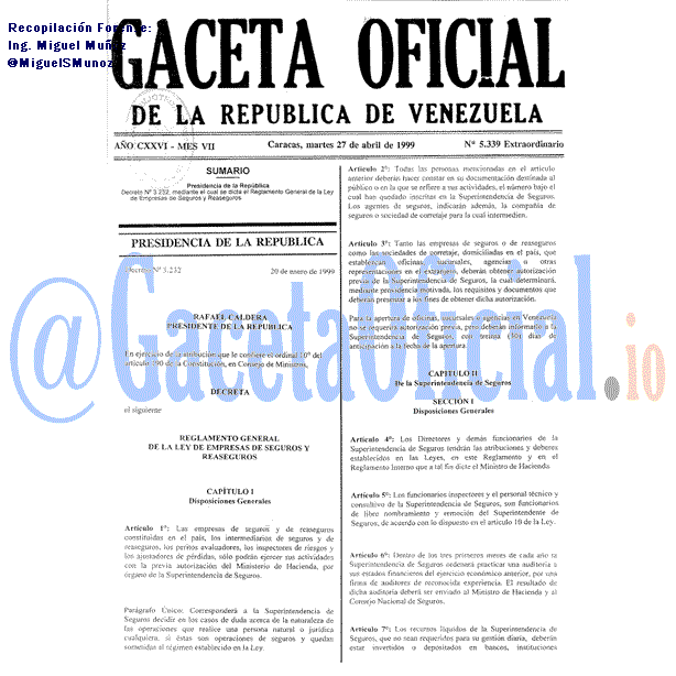 Gaceta Oficial 5339 del 27 Abril 1999